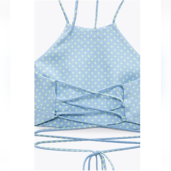 ZARA Polka-dot crop halter top - Picture 3 of 11